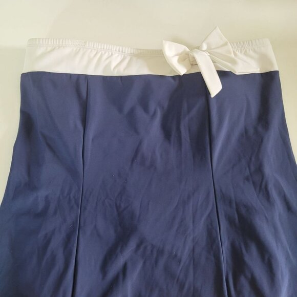 Roman's Swimsuit Dress Strapless Blue White Bow Womens 14W - Picture 8 of 9